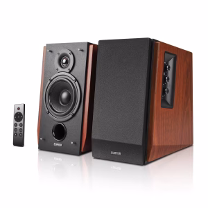 R1700Bts Active Bookshelf Speakers - Bluetooth V5.0, 2.0 Wireless near Field Studio Monitor Speaker - 66W RMS with Subwoofer Line Out - Wooden Enclosure