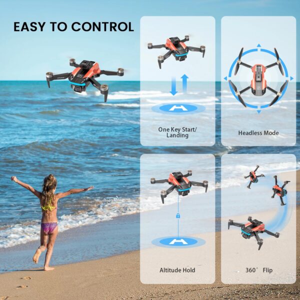D99 GPS Drone with 8K UHD Camera, Foldable Quadcopter for Adults Beginners, Brushless Motor, VR Mode, 2 Batteries, Orange