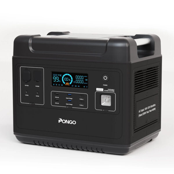 [US Direct] PONGO PSN2200 2000Wh Portable Power Station Lifepo4 Battery Pack Solar Generator with 6 110V/2200W Pure Sine Wave AC Outputs Portable Generator with 25A RV Output for Outdoor Camping