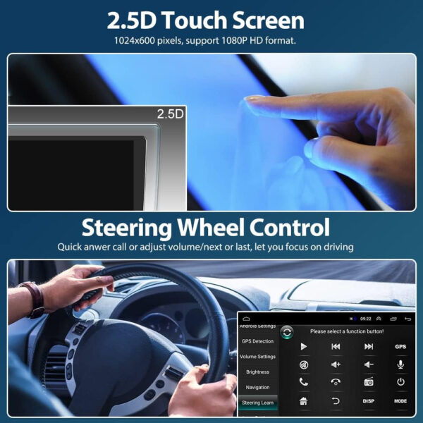 Android Car Stereo Double Din, 10.1 Inch Touchscreen Wireless Carplay Android Auto Indash Radio with GPS Bluetooth FM Wifi Mirror Link SWC + Backup Camera/Microphone