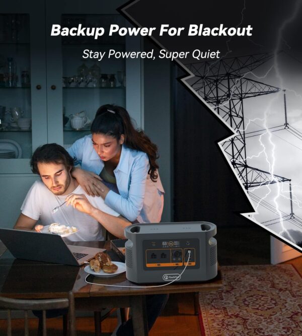 [US Direct] Flashfish QE02D UPS 1200W 1008Wh Portable Power Station Lifepo4 Lithium Battery Support in Solar Panels Backup Power Home Energy Storage Outdoor Camping Power Generator