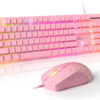 GT838 Gaming Keyboard and Mouse Combo, 104 Keys RGB Backlit Quiet Wired Keyboards for Laptop PC MAC, with Number Pad, Metal Panel, Anti-Ghosting, Pink