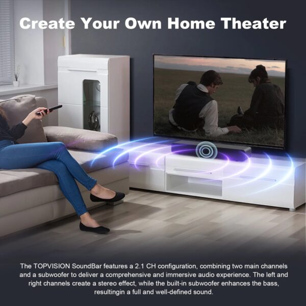 4.1Ch Sound Bar for TV, 150W Soundbar with Subwoofer with 2 Mic, Karaoke Machine with 4 Drivers, Bluetooth/Usb/Optical/Aux/Hdmi Connectivity