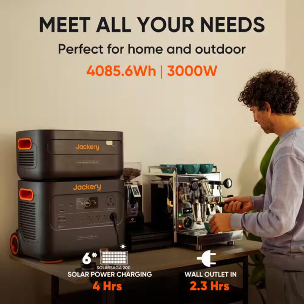 3000W/6000W Push Button Start Solar Generator Explorer 2000 plus W/ 1 Battery Pack and Two 200W Solar Panels, Outdoors