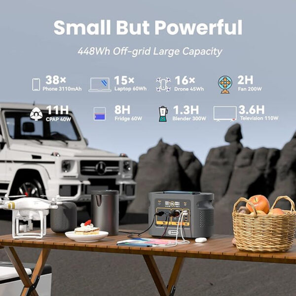 [US Direct] Flashfish QE01D UPS 600W 448Wh Portable Power Station Lifepo4 Lithium Battery Pack Support in Solar Panels Backup Power Home Energy Storage Outdoor Camping Power Generator