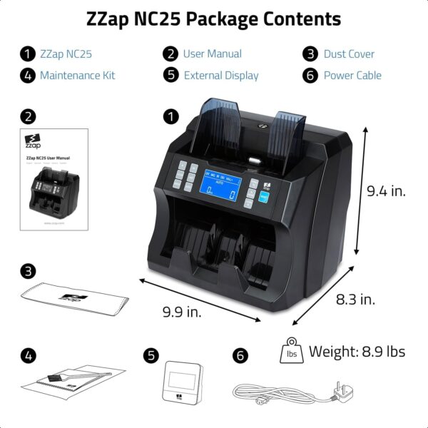 Bill Value Counter & Counterfeit Detector - Money Cash Currency Machine (NC25)