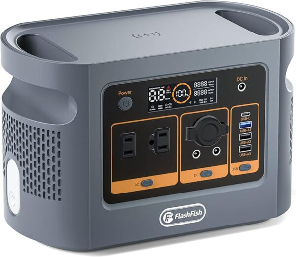 [US Direct] Flashfish QE01D UPS 600W 448Wh Portable Power Station Lifepo4 Lithium Battery Pack Support in Solar Panels Backup Power Home Energy Storage Outdoor Camping Power Generator