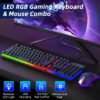Gaming Keyboard & Mouse, 104 Keys LED RGB Backlit Quiet Computer Keyboard, Multimedia Keys, 26 Anti-Ghosting Keys, Waterproof Light up USB Wired Keyboard for PC Gamers Desktop Computer Laptop,Black