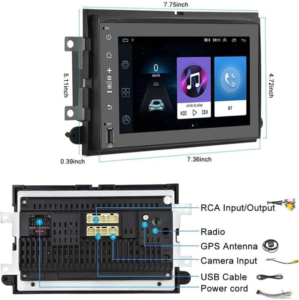 Android 10 Car Stereo 7 Inch Carplay Car Radio for Ford F150/F250/350/Ford Fusion, Multimedia Touchscreen Radio 2G RAM+32G ROM, GPS Navigation DSP Bluetooth Wifi, Backup Camera