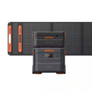 3000W/6000W Push Button Start Solar Generator Explorer 2000 plus W/ 1 Battery Pack and Two 200W Solar Panels, Outdoors