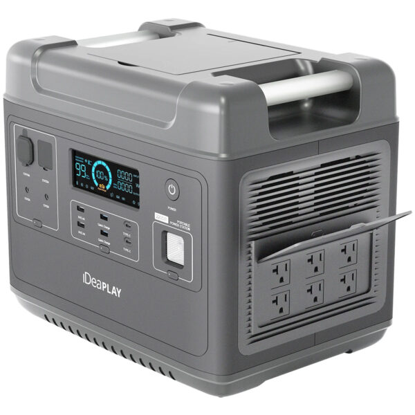 [US Direct] IDEAPLAY SN2200 Portable Power Station 2000Wh Lifepo4 Battery Pack Solar Generator with 6 110V/2200W Pure Sine Wave AC Outputs, Portable Generator with 25A RV Output for Outdoor Camping, Home UPS Power Supply, Emergency