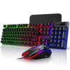 Gaming Keyboard & Mouse, 104 Keys LED RGB Backlit Quiet Computer Keyboard, Multimedia Keys, 26 Anti-Ghosting Keys, Waterproof Light up USB Wired Keyboard for PC Gamers Desktop Computer Laptop,Black