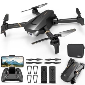 Drone with 1080P HD Camora for Kids and Sons, FPPV Live Vedio 2 Meduler Batteries Black
