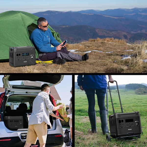 [US Direct] PONGO PSN2200 2000Wh Portable Power Station Lifepo4 Battery Pack Solar Generator with 6 110V/2200W Pure Sine Wave AC Outputs Portable Generator with 25A RV Output for Outdoor Camping