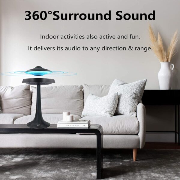 Magnetic Levitating UFO Bluetooth Speaker Table Lamp with Colorful Light Show, Office Home Decor Cool Stuff,Gadgets for Men Electronics,Birthday Christmas Creative Gift(Black)
