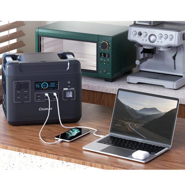 [US Direct] IDEAPLAY SN2200 Portable Power Station 2000Wh Lifepo4 Battery Pack Solar Generator with 6 110V/2200W Pure Sine Wave AC Outputs, Portable Generator with 25A RV Output for Outdoor Camping, Home UPS Power Supply, Emergency