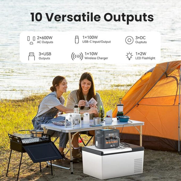 [US Direct] Flashfish QE01D UPS 600W 448Wh Portable Power Station Lifepo4 Lithium Battery Pack Support in Solar Panels Backup Power Home Energy Storage Outdoor Camping Power Generator