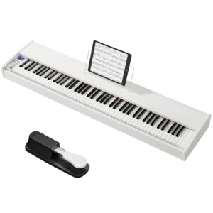 Sonart 88-Key Full Size Digital Piano Weighted Keyboard W/ Sustain Pedal White