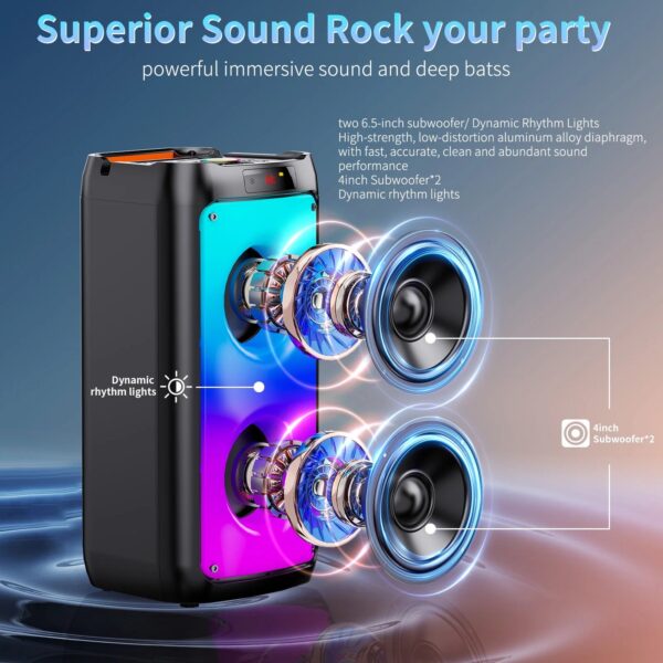 Karaoke Machine, Home Karaoke Party Speaker, Bluetooth Speaker with 2 Microphone, Dazzling Light
