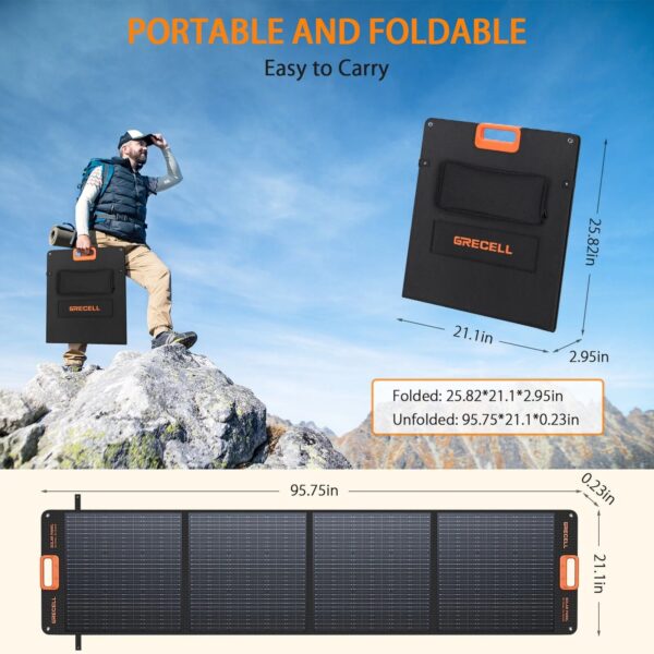 Portable Solar Panels for Power Station, 200 200W Portable Solar Panel for Power Station, Foldable Solar Charger, IP65 Waterproof Solar Panel Kit DC XT60 Anderson Aviation Output