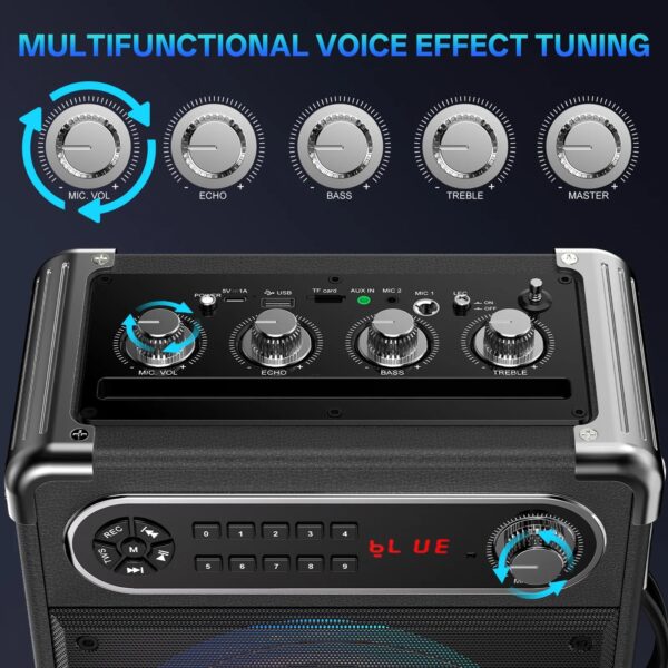 Karaoke Machine, Home Karaoke System with 2 Microphone, Portable Bluetooth Speaker for Party, FM Radio