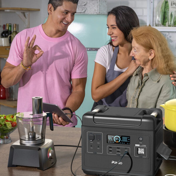 [US Direct] PONGO PSN2200 2000Wh Portable Power Station Lifepo4 Battery Pack Solar Generator with 6 110V/2200W Pure Sine Wave AC Outputs Portable Generator with 25A RV Output for Outdoor Camping