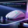2.4G Wireless Mouse with RGB Backlit 6-Button 3-Speed DPI Type C Rechargeable Ergonomic Honeycomb Design Gaming Mouse