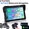 Vtopek 5"/7" Inch Motorcycle DVR GPS Navigation Multimedia Player Wireless Carplay Android Auto IPX7 Waterproof Screen Recorder