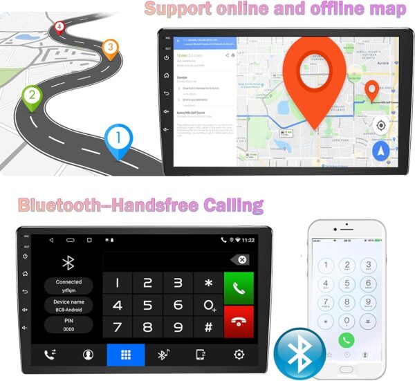 Android Double Din Car Stereo Car Radio Wireless Carplay Android Auto Head Unit Radio for Car with Bluetooth Touchscreen 9 Inch with Backup Camera In-Dash Navigation Bluetooth Car Electronics Video