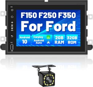 Android 10 Car Stereo 7 Inch Carplay Car Radio for Ford F150/F250/350/Ford Fusion, Multimedia Touchscreen Radio 2G RAM+32G ROM, GPS Navigation DSP Bluetooth Wifi, Backup Camera