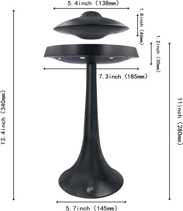 Magnetic Levitating UFO Bluetooth Speaker Table Lamp with Colorful Light Show, Office Home Decor Cool Stuff,Gadgets for Men Electronics,Birthday Christmas Creative Gift(Black)