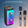 Karaoke Machine, Home Karaoke Party Speaker, Bluetooth Speaker with 2 Microphone, Dazzling Light