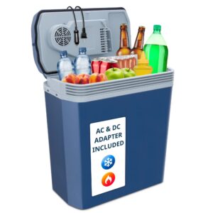 Electric Cooler & Warmer, 24 L Portable Thermoelectric 12 Volt Cooler with Handle - Blue