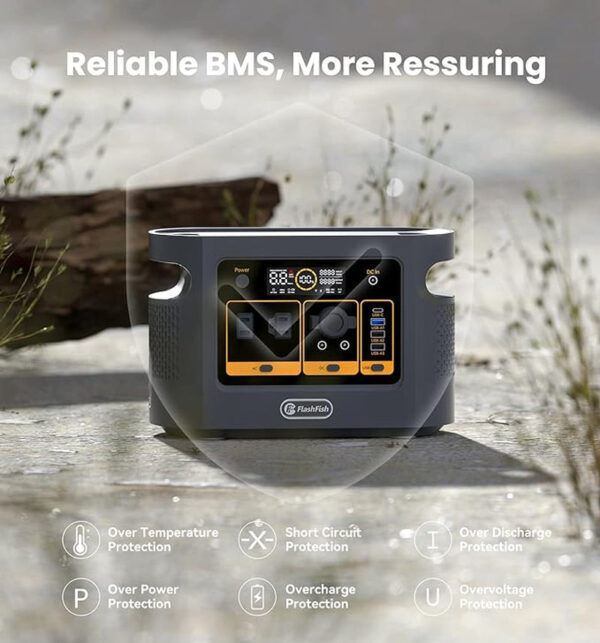 [US Direct] Flashfish QE01D UPS 600W 448Wh Portable Power Station Lifepo4 Lithium Battery Pack Support in Solar Panels Backup Power Home Energy Storage Outdoor Camping Power Generator