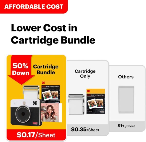 Mini Shot 3 Retro 4PASS 2-In-1 Instant Digital Camera and Photo Printer (3X3 Inches) Initial 8 Sheets + 30 Sheets Cartridge Bundle, Yellow (NOT Zink)