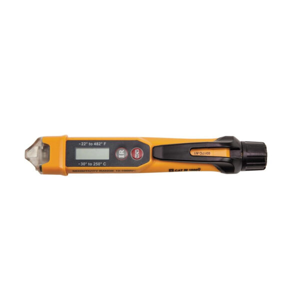 NCVT-4IR Non-Contact Voltage Tester, 12-1000V AC Pen with IR Thermometer -22 to 482-Degree Fahrenheit, LED and Audible Alarms, Pocket Clip