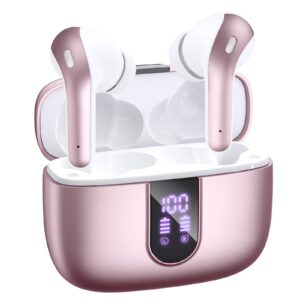 VEATOOL Bluetooth Headphones True Wireless Earbuds 65H Playback Power Display Earphones with Wireless Charging Case IPX7 Waterproof In-Ear Earbuds with Mic for TV Phone Computer Laptop