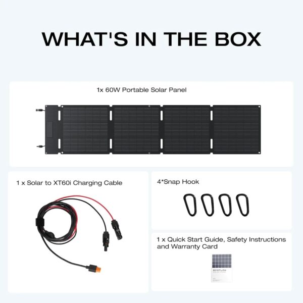 60W Portable Solar Panel for Power Station, Foldable Solar Charger with Adjustable Kickstand, Waterproof IP67 for Outdoor Camping,Rv,Off Grid System