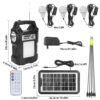 Solar Generator Portable Power Station with Solar Panel, 8000Mah Battery 3 LED Bulbs Flashlights Fm Radio for Home Outdoors Camping Travel Emergency