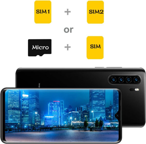 Unlocked Smartphones, A80 Plus, Dual Sim Unlocked Cell Phones, Bundle Android 10 OS 4GB+64GB ROM, 6.5" HD+, Fingerprint Face Detection, 4680Mah Capacity Battery, 4G Tmobile Android Phone