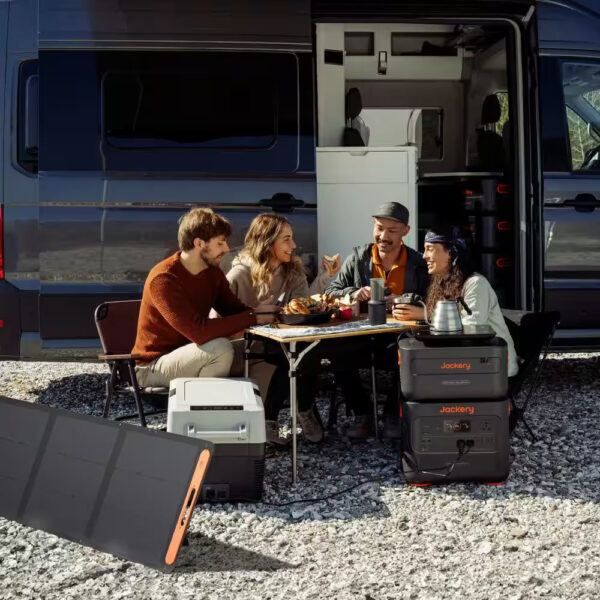 3000W/6000W Push Button Start Solar Generator Explorer 2000 plus W/ 1 Battery Pack and Two 200W Solar Panels, Outdoors