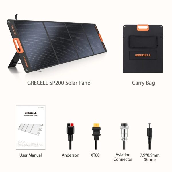 Portable Solar Panels for Power Station, 200 200W Portable Solar Panel for Power Station, Foldable Solar Charger, IP65 Waterproof Solar Panel Kit DC XT60 Anderson Aviation Output