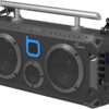 Bluetooth Boombox Flare6 Black | Retro Boombox with Bluetooth Speaker | Includes Rechargeable Lithium Battery, Carrying Strap & Remote | Quality Loud Sound with Bass