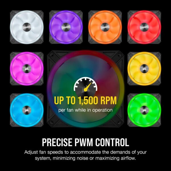 QL Series, Ql120 RGB, 120Mm RGB LED Fan, Triple Pack with Lighting Node Core