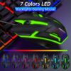 Gaming Keyboard & Mouse, 104 Keys LED RGB Backlit Quiet Computer Keyboard, Multimedia Keys, 26 Anti-Ghosting Keys, Waterproof Light up USB Wired Keyboard for PC Gamers Desktop Computer Laptop,Black