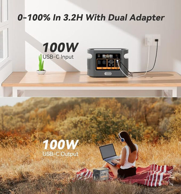 [US Direct] Flashfish QE01D UPS 600W 448Wh Portable Power Station Lifepo4 Lithium Battery Pack Support in Solar Panels Backup Power Home Energy Storage Outdoor Camping Power Generator