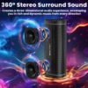 Bluetooth Speaker Portable, Waterproof Speaker IPX6, Wireless Speaker with Colorful Lights, Bluetooth 5.3, Mircrophone, TWS Pairing