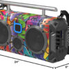 Bluetooth Boombox Flare6 NYC Graffiti | Retro Boombox with Bluetooth Speaker | Includes Rechargeable Lithium Battery, Carrying Strap & Remote | Quality Loud Sound with Bass